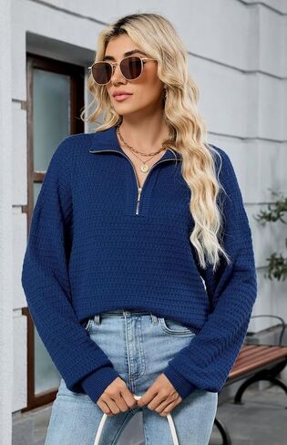 Zaful Womens Quarter Zip Pulover Sweater Dall Dall Sendents Eversize Sevent in Kuwait