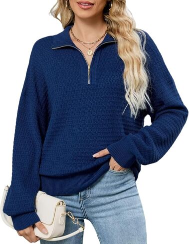 Zaful Womens Quarter Zip Pulover Sweater Dall Dall Sendents Eversize Sevent in Kuwait