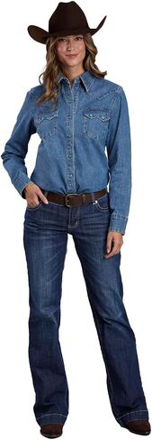 KARMAN INC Women's Turquoise Western Denim Shirt in Saudi Arabia