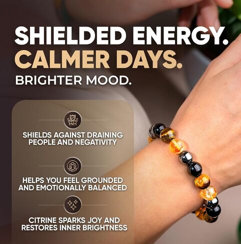 Conscious Items - Black Tourmaline Bracelet - Feng Shui Black Obsidian Bracelet - Authentic Black Tourmaline - The Spiritual Protection Bracelet - Black Tourmaline Crystals - Men and Woman Jewelry in Saudi Arabia