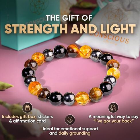 Conscious Items - Black Tourmaline Bracelet - Feng Shui Black Obsidian Bracelet - Authentic Black Tourmaline - The Spiritual Protection Bracelet - Black Tourmaline Crystals - Men and Woman Jewelry in Saudi Arabia