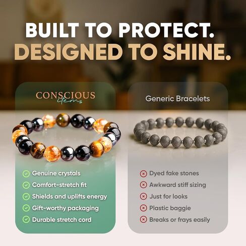 Conscious Items - Black Tourmaline Bracelet - Feng Shui Black Obsidian Bracelet - Authentic Black Tourmaline - The Spiritual Protection Bracelet - Black Tourmaline Crystals - Men and Woman Jewelry in Saudi Arabia