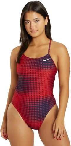 Nike Women's Hydrastrong Multi Print Cut One One One Swimsuit Red Blue ، Size 34 in Saudi Arabia