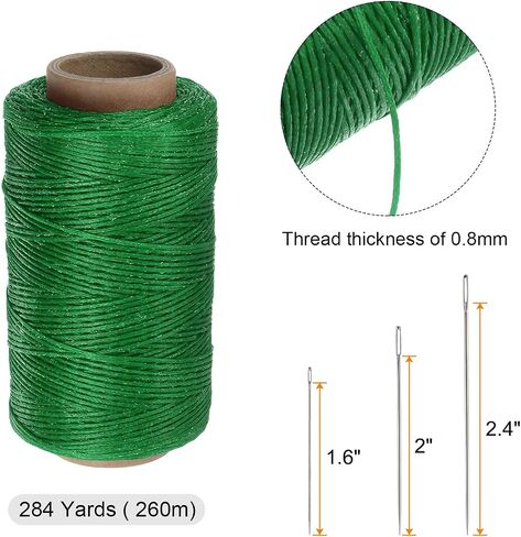 HARFINGTON Thread for Sewing Upholstery Thread 284 Yards 260m 150D Waxed Polyester Thread Wear-Resistant Embroidery Cord String Cotton with 30pcs Needles for Quilting Leather, White in Saudi Arabia