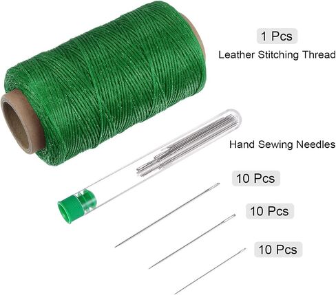 HARFINGTON Thread for Sewing Upholstery Thread 284 Yards 260m 150D Waxed Polyester Thread Wear-Resistant Embroidery Cord String Cotton with 30pcs Needles for Quilting Leather, White in Saudi Arabia