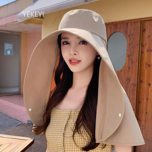 Sun Hats for Women Sun Protection Wide Brim Shawl with Neck Flap Hiking Visor Hat Outdoor Summer Protection Beach Hat in Saudi Arabia