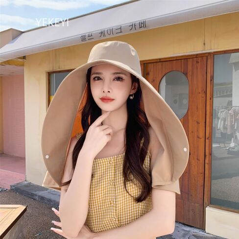 Sun Hats for Women Sun Protection Wide Brim Shawl with Neck Flap Hiking Visor Hat Outdoor Summer Protection Beach Hat in Saudi Arabia