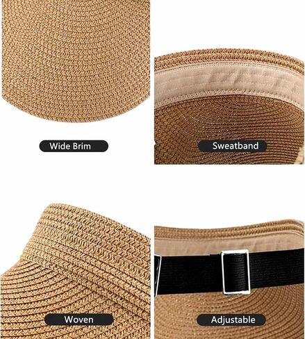Joyfisco Womens Sun Visor Hat Wide Brim Straw Sun Foces for Women Summer Summer Pontaily Beach Hats for Women in Kuwait