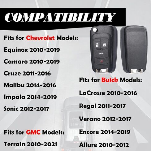 MechanMagic Keyless Entry Remote Control Car Key Fob Replacement for Buick Lacrosse Regal Verano Encore Allure Chevrolet Equinox Camaro Cruze Malibu Impala Sonic GMC Terrain 2010-2021 4 Buttons in Saudi Arabia
