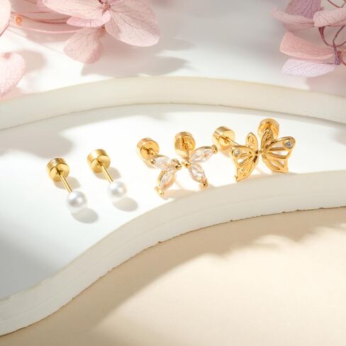 AVYRING 20G مسطح الظهر أقراط للنساء Hypoallergenic من الفولاذ المقاوم للصدأ حلزونيات الغضروف الأزرار الثقب الثاني الأزرار للنساء الرجال طوال اليوم الذهب الفضة in Kuwait