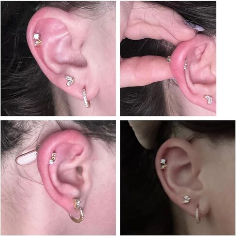 AVYRING 20G مسطح الظهر أقراط للنساء Hypoallergenic من الفولاذ المقاوم للصدأ حلزونيات الغضروف الأزرار الثقب الثاني الأزرار للنساء الرجال طوال اليوم الذهب الفضة in Kuwait