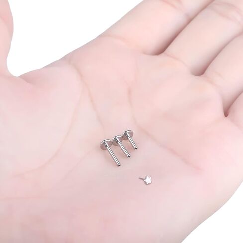 Oveta G23 Titanium Threadless Labret Piercing Jewelry 16G 18G Push Pin Cartilage Helix Tragus Piercing Earrings for Women Heart/Moon/Lightning/Corss/Star Round Ball/CZ Shape in Kuwait