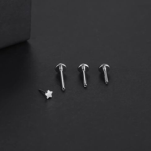 Oveta G23 Titanium Threadless Labret Piercing Jewelry 16G 18G Push Pin Cartilage Helix Tragus Piercing Earrings for Women Heart/Moon/Lightning/Corss/Star Round Ball/CZ Shape in Kuwait