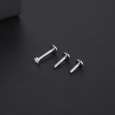 Oveta G23 Titanium Threadless Labret Piercing Jewelry 16G 18G Push Pin Cartilage Helix Tragus Piercing Earrings for Women Heart/Moon/Lightning/Corss/Star Round Ball/CZ Shape in Kuwait