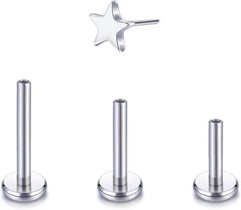 Oveta G23 Titanium Threadless Labret Piercing Jewelry 16G 18G Push Pin Cartilage Helix Tragus Piercing Earrings for Women Heart/Moon/Lightning/Corss/Star Round Ball/CZ Shape in Kuwait