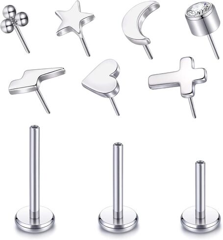 Oveta G23 Titanium Labret Percing Jewelry 16G 18G PUSH PIN GURELAGE HELIX TRAGUS PEICRINGER in Kuwait