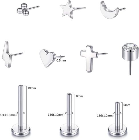 Oveta G23 Titanium Labret Percing Jewelry 16G 18G PUSH PIN GURELAGE HELIX TRAGUS PEICRINGER in Kuwait