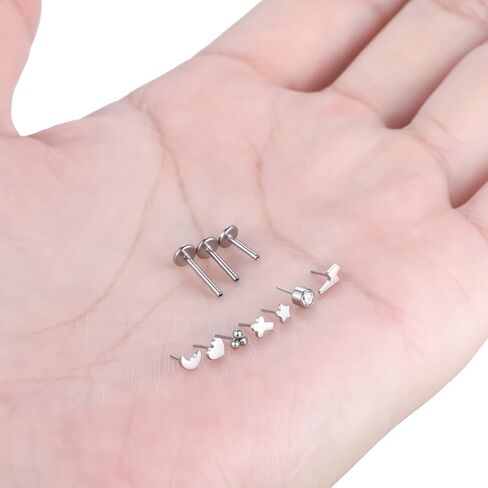 Oveta G23 Titanium Labret Percing Jewelry 16G 18G PUSH PIN GURELAGE HELIX TRAGUS PEICRINGER in Kuwait