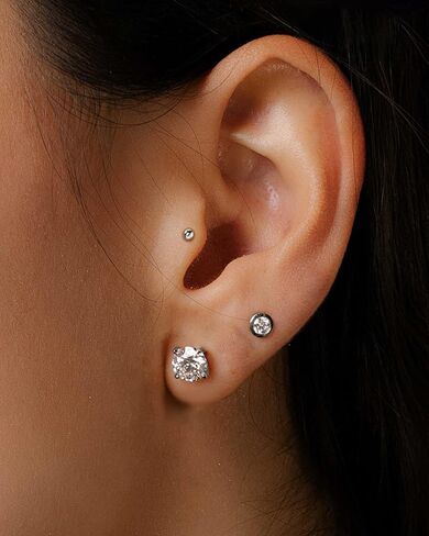 Cocharm 14k أبيض الذهب -تيتانيوم ما بعد Tragus Helix Cartilage Conch Percing Jewelry - Back Flat Back 16g ، Titanium Post Tragus Cartilage Enring Stud ، Push Pin Lip Labret Stud 8mm ، 6mm ، 10mm ، 10mm in Saudi Arabia