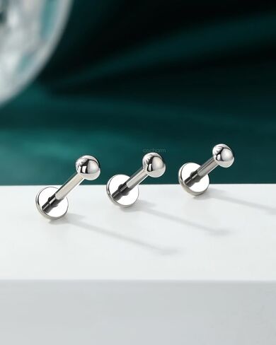 Cocharm 14k أبيض الذهب -تيتانيوم ما بعد Tragus Helix Cartilage Conch Percing Jewelry - Back Flat Back 16g ، Titanium Post Tragus Cartilage Enring Stud ، Push Pin Lip Labret Stud 8mm ، 6mm ، 10mm ، 10mm in Saudi Arabia
