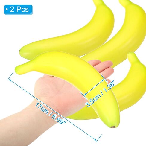 PATIKIL 2 Pcs Artificial Banana, Foam Simulation Fake Banana Lifelike Realistic Faux Fake Fruit Model for Home Kitchen Party Decoration, Photography Props in Saudi Arabia