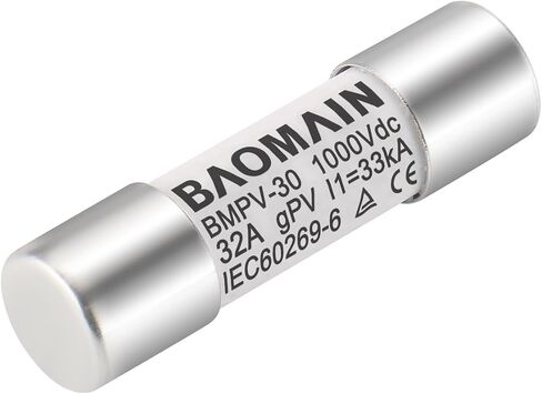 Baomain Solar PV Fuse، gPV Type Fuse Link PV-30 10 X 38 mm، 6A 1000V DC، 33kA، حزمة من 10 قطع مدرجة في قائمة CE in Saudi Arabia