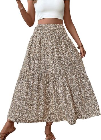 Verdusa Women's Floral Print Tiered Layered Long Skirt A Line Flowy Skirt in Saudi Arabia