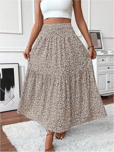 Verdusa Women's Floral Print Tiered Layered Long Skirt A Line Flowy Skirt in Saudi Arabia