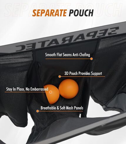 Separatec Mens Underwear with Pouch Performance Breathable Cooling Mesh Support Pouch Long Legs Boxer Briefs with Fly 3 Pack in Saudi Arabia
