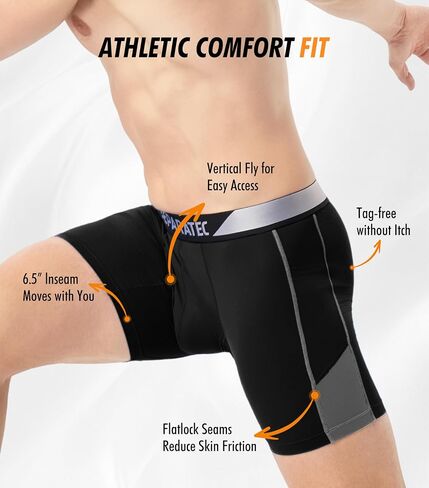Separatec Mens Underwear with Pouch Performance Breathable Cooling Mesh Support Pouch Long Legs Boxer Briefs with Fly 3 Pack in Saudi Arabia
