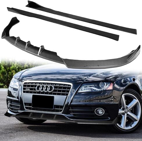 Q1-TECH, 9PCS Front Bumper Lip & Side Skirt Extensions Diffuser Compatible with 2009-2012 Audi A4 B8, Front Bumper Lip Air Chin Body Spoiler Splitter ABS (Painted Black) in Saudi Arabia
