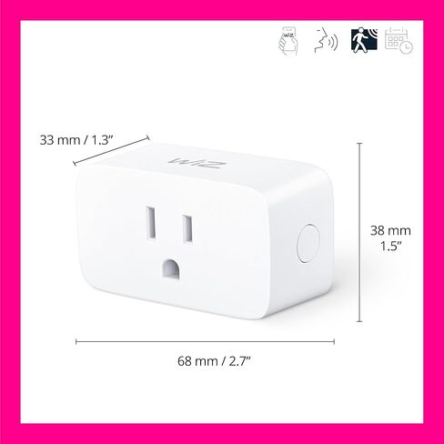 WiZ Connected WiZ Smart Plug Gen 2 - حزمة من 1 - النوع B - يتصل بشبكة Wi-Fi الموجودة لديك بسرعة 2.4 جيجا هرتز - تطبيق التحكم - يعمل مع Google Home، وAlexa، وSiri Shortcuts - لا يتطلب محورًا in Kuwait