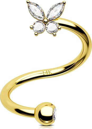 JOWSEEN 14K GOLD TOWSE HELIX أقراط 16G HELIX ثقب المجوهرات الفراشة الشفاه مثقبة المجوهر in Saudi Arabia