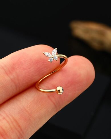 JOWSEEN 14K GOLD TOWSE HELIX أقراط 16G HELIX ثقب المجوهرات الفراشة الشفاه مثقبة المجوهر in Saudi Arabia