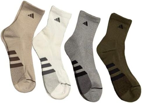 Adidas Men High Quarter Sock Assouted Colors Moisture Wicking Cushioned Foot Protects Seff Toe Seam Seam Size: 6-12 (4 pack) in Saudi Arabia