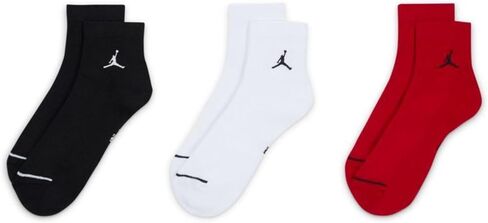 Jordan Men's Ankle Socks 3 Pack - Jordan Everyday, Black/Red/White, Medium in Saudi Arabia