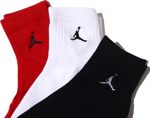 Jordan Men's Ankle Socks 3 Pack - Jordan Everyday, Black/Red/White, Medium in Saudi Arabia