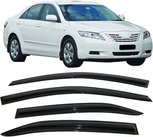 Window Visor Compatible with 2007-2011 Toyota Camry, Slim Style Acrylic Smoke Tinted Sun Rain Wind Guards Shield Vent by IKON MOTORSPORTS, 2008 2009 2010 in Saudi Arabia