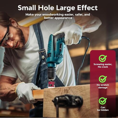 5Pcs Countersink Drill Bits Set with Low Friction Depth Stop, with 10Pcs Extra Replacement HSS Drill Bit, Adjustable Depth Stop for Wood, Plastic, Woodworking, 1/4" Quick Change Hex Shank in Kuwait