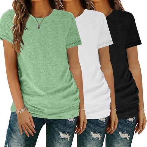 Basic Tops for Women Short Sleeve Crewneck Shirts Loose Fit Tshirts Summer Casual Fashion Soft Tees S-XXL in Kuwait