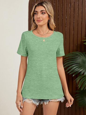 Basic Tops for Women Short Sleeve Crewneck Shirts Loose Fit Tshirts Summer Casual Fashion Soft Tees S-XXL in Kuwait