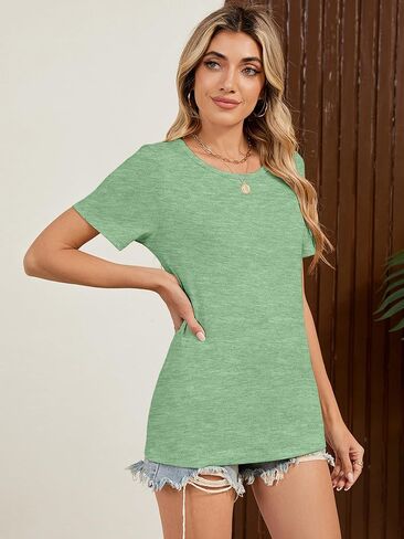 Basic Tops for Women Short Sleeve Crewneck Shirts Loose Fit Tshirts Summer Casual Fashion Soft Tees S-XXL in Kuwait