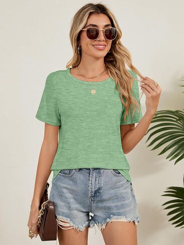Basic Tops for Women Short Sleeve Crewneck Shirts Loose Fit Tshirts Summer Casual Fashion Soft Tees S-XXL in Kuwait