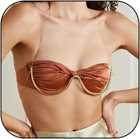 Gold Bra Bracket Chain for Women Sexy Chest Bralette Bikini Gold Body Chain Jewelry in Kuwait