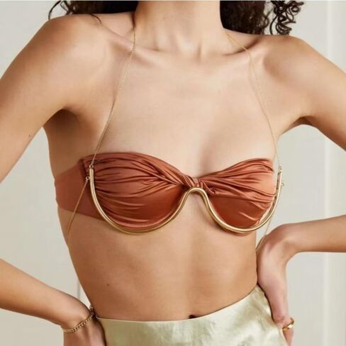 Gold Bra Bracket Chain for Women Sexy Chest Bralette Bikini Gold Body Chain Jewelry in Kuwait