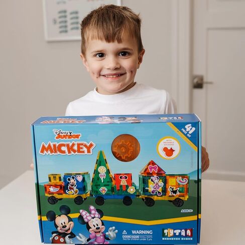 Tytan Tiles مرخص رسميًا من Disney Junior Mickey Train Magnetic Tiles 41 قطعة ، ومصنفات تعليمية قوية/Steam ، واللعب الهندسي الإبداعي ، والتعرف على الأنماط ، Ages 3 Plus in Kuwait