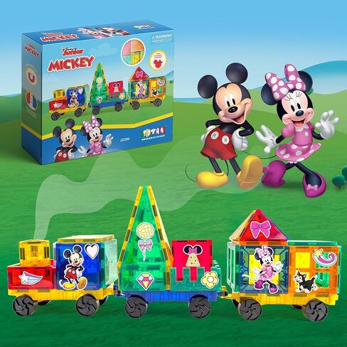 Tytan Tiles مرخص رسميًا من Disney Junior Mickey Train Magnetic Tiles 41 قطعة ، ومصنفات تعليمية قوية/Steam ، واللعب الهندسي الإبداعي ، والتعرف على الأنماط ، Ages 3 Plus in Kuwait