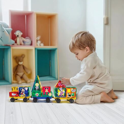 Tytan Tiles مرخص رسميًا من Disney Junior Mickey Train Magnetic Tiles 41 قطعة ، ومصنفات تعليمية قوية/Steam ، واللعب الهندسي الإبداعي ، والتعرف على الأنماط ، Ages 3 Plus in Kuwait