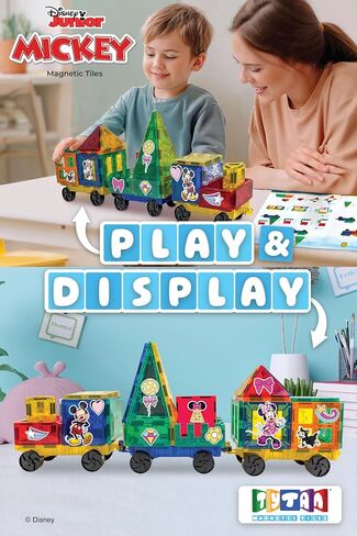 Tytan Tiles مرخص رسميًا من Disney Junior Mickey Train Magnetic Tiles 41 قطعة ، ومصنفات تعليمية قوية/Steam ، واللعب الهندسي الإبداعي ، والتعرف على الأنماط ، Ages 3 Plus in Kuwait