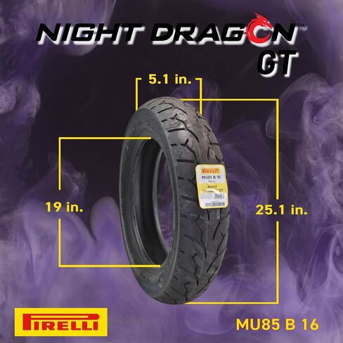 Pirelli Night Dragon GT MU85B16 M/C 77H TL Cruiser Motorcycle Rear Tire - Superior Traction & Handling for High-Performance Cruisers w/Keychain in Saudi Arabia